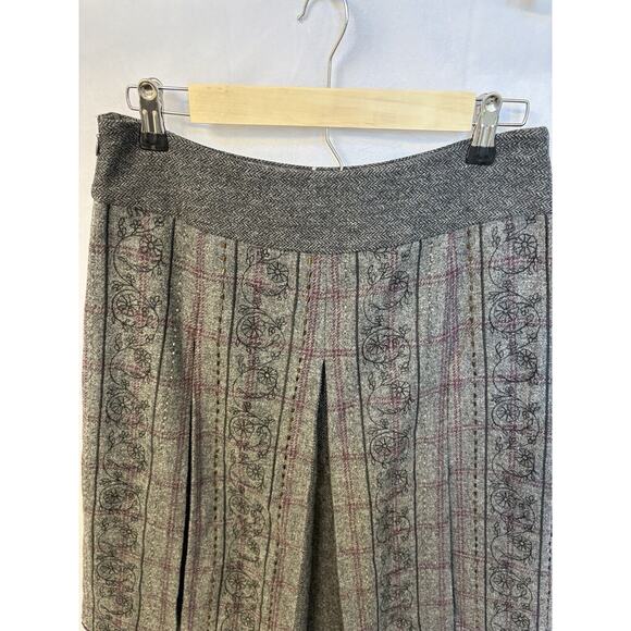 Ann Taylor Loft Wool Blend Grey‎ Pleated Beaded Embroidered Midi Skirt Size 4 - Picture 7 of 13